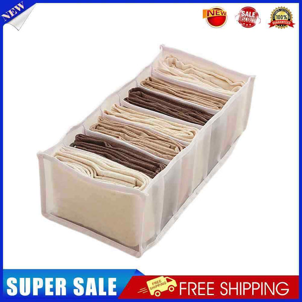 3pcs Cloth Drawer Organizer Cabinet Closet Divider(7 Cell White)