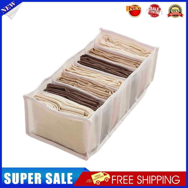 3pcs Cloth Drawer Organizer Cabinet Closet Divider(7 Cell White)