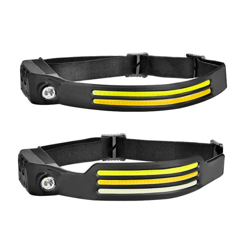 COB LED Sensor Headlight Flashlight USB Outdoor Camping Strong (A White)