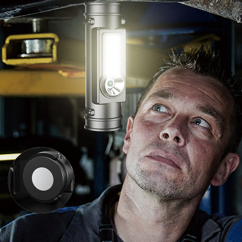 LED COB Headlamp Flashlight USB Rechargeable Mini Magnet Outdoor Headlight