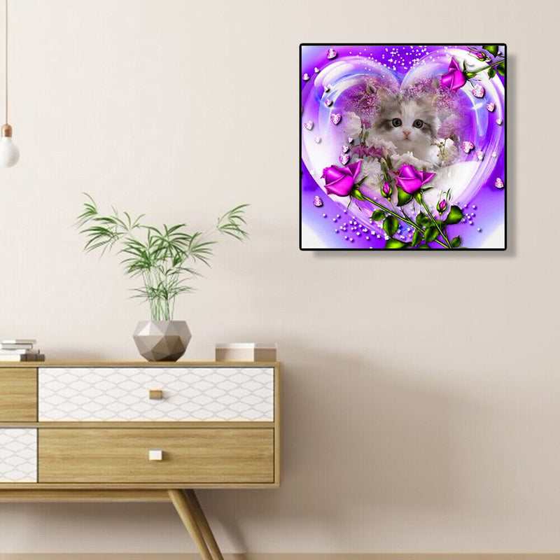 Oil Paint By Numbers Picture DIY Painting Rose Cat Painting Kit Acrylic Paint
