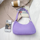 Fashion Solid Color Underarm Bag Women Zipper Nylon Hobos Bags (Purple)