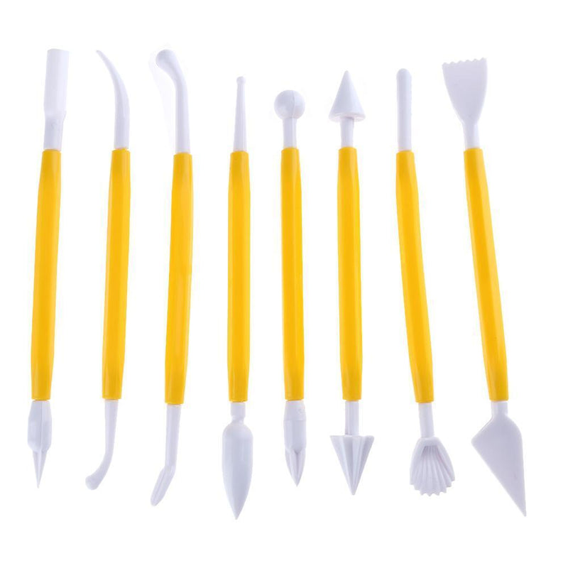 8PC/Set Embossing Double Head Plastic Ceramic Sculpture Clay Tools Fondant Kitchen