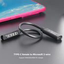 65W PD Fast Charging USB Type C Female Cable Adapter for Microsoft Surface Pro 2