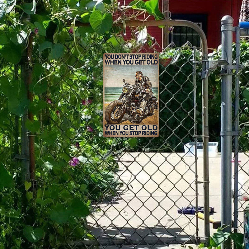 Old Man Riding Retro Metal Plate Tin Sign Plaque Poster for Bar Club Cafe
