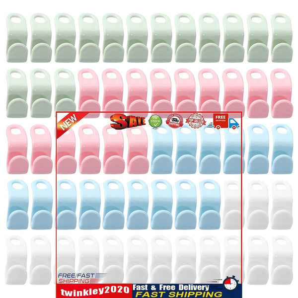 Hanger Connector Hooks 60 Pieces Plastic Extender Clips Connection Hooks Newly