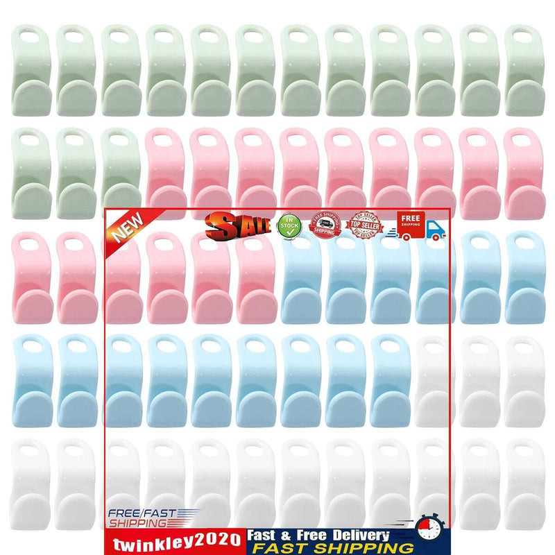 Hanger Connector Hooks 60 Pieces Plastic Extender Clips Connection Hooks Newly