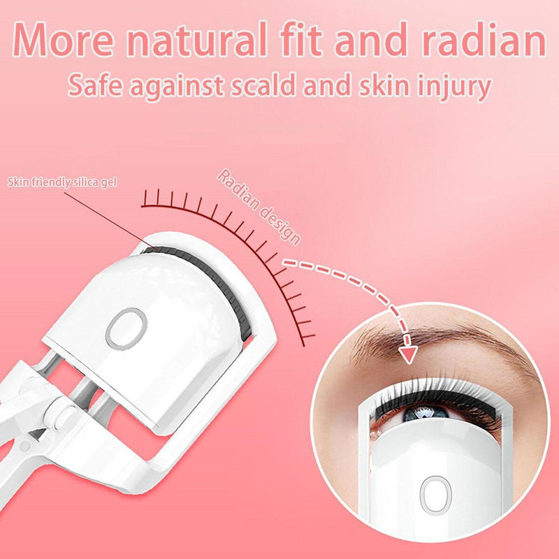 Heated Eyelash Curler Electric Lash Curler w/ Silicone Heating Pads Lasting`