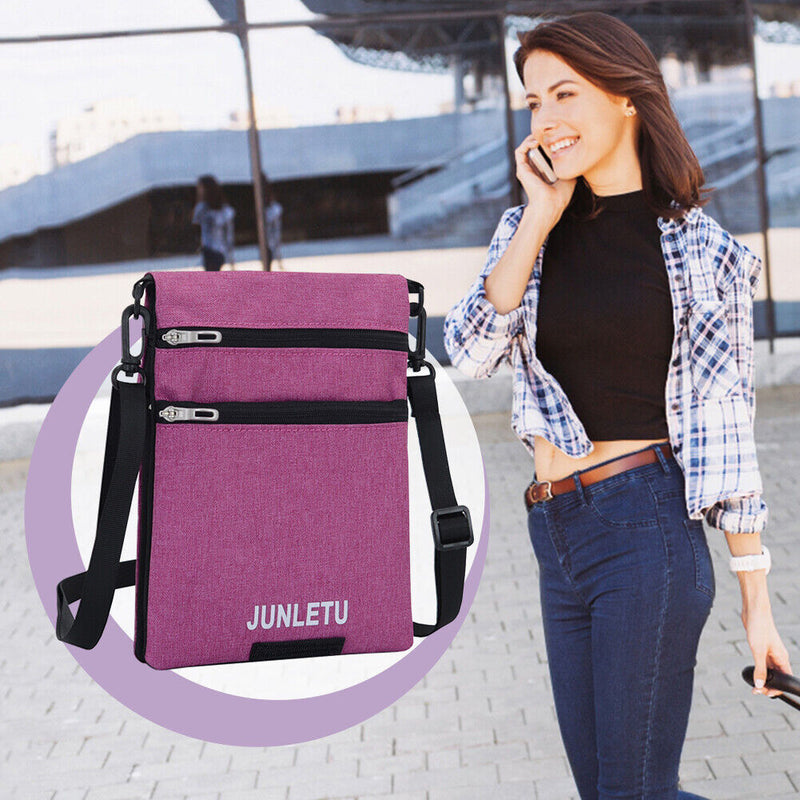 Waterproof Travel Shoulder Neck Bag Messenger Passport Holder (Rose Red)