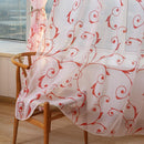 Transparent Voile Floral Print Curtains Bedroom Window Door Curtain (Red)