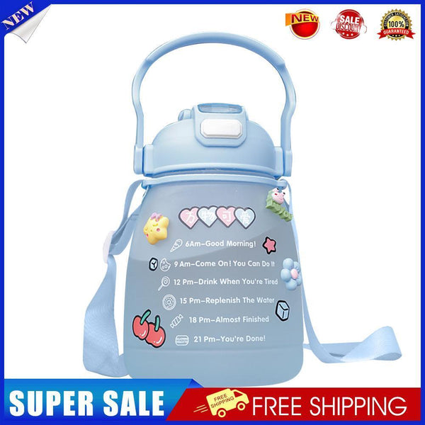 1300ml Large Capacity Cute Girl Water Bottle Plastic Straw Water Cup (Blue)