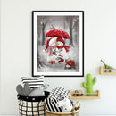 Umbrella Snowman Drawing Frameless Oil Paint by Numbers Canvas Home Decor Newly
