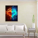 Handmade DIY Full Round Drill Diamond Painting 5D Ice Fire Heart Poster Kit