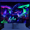 Mushroom World Fluorescent Tapestry Wall Hanging Carpet Cloth (100x75cm)