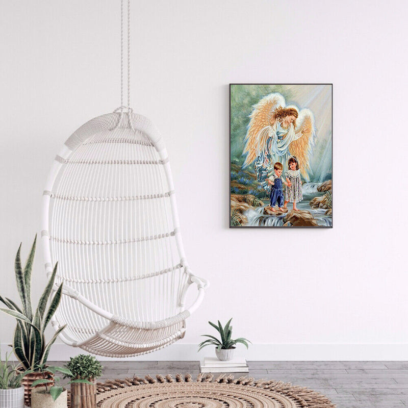 Angel Kid Oil Paint by Numbers Hand Painted Frameless Picture Home Ornament K