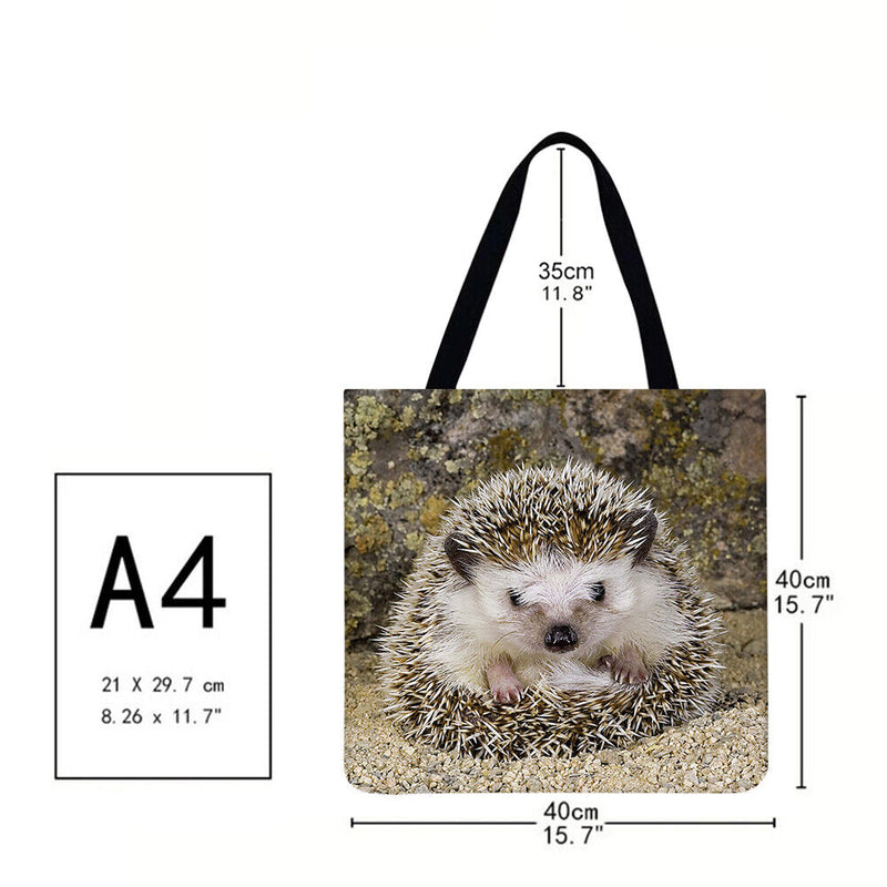 #A Hedgehog Printed Shoulder Shopping Bag Casual Large Tote Handbag (40*40cm)