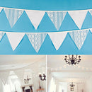 12 Flags White Flower Lace Flag Banner Pennant Wedding/Birthday Party Decor