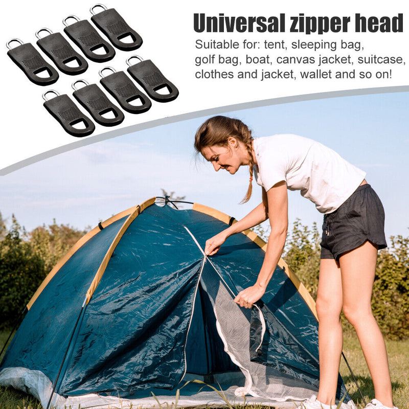 8x Replacement Zipper Puller for Clothing Bag Zip Pull Fixer (Black 35mm) Newly