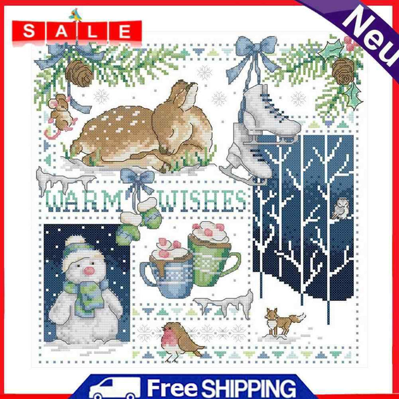 14CT Christmas Counted Partial Cross Stitch Embroidery DIY Cotton Needlework