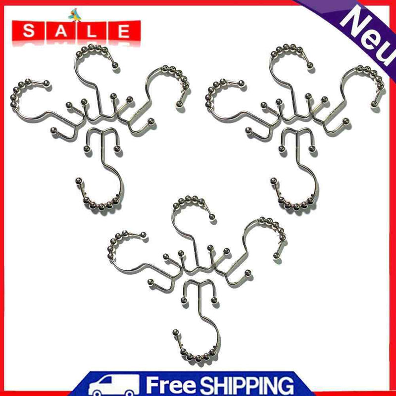 12pcs Metal Rustproof Shower Curtain Double Glide Shower Hooks Bathroom Products