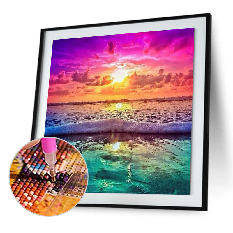 5D DIY Full Drill Diamond Painting Sunset Seaside Cross Stitch (B435) Newly