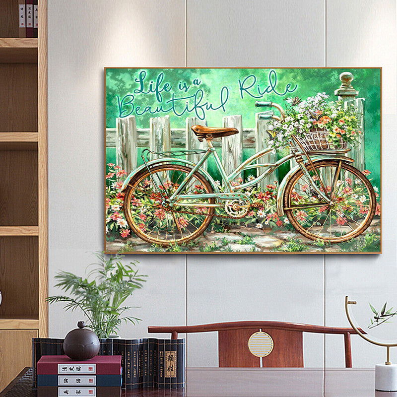 Handmade Bicycle in Garden 5D DIY Full Round Drill Drawing Kit Diamond Painting