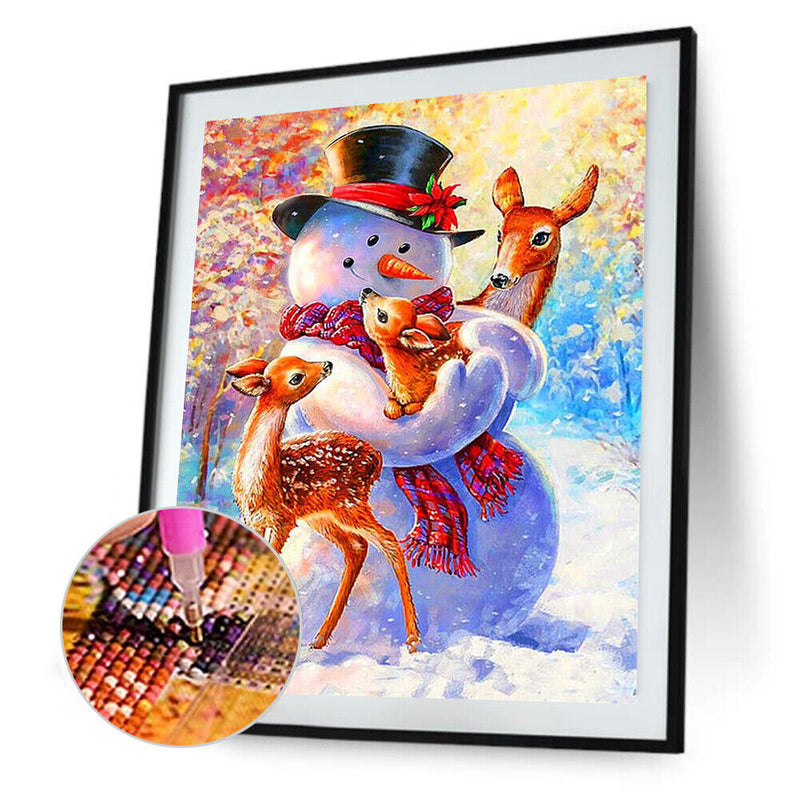Diamond Painting Snowman Deer Full Round Drill Picture of Rhinestone DIY Drawing