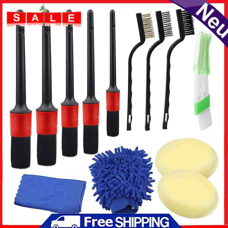 13pcs Car Automobile Detail Cleaning Brush Cleaner Air Outlet Rim Dust Remover