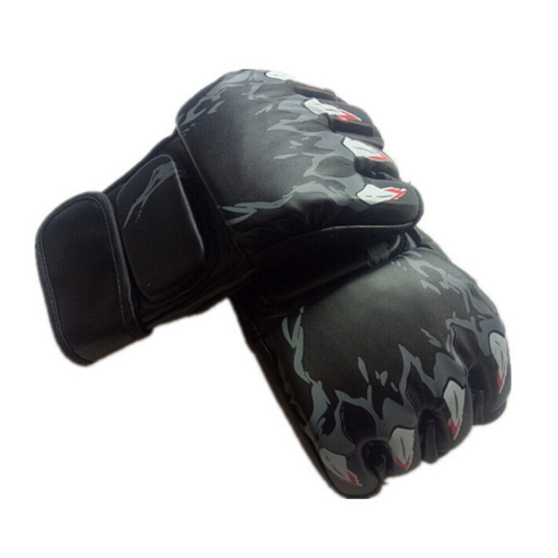 2pcs Boxing Gloves Muay Thai Training Half Finger Gloves (Tiger Claw Black)