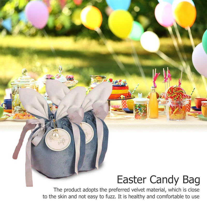 Velvet Easter Rabbit Candy Packing Bags Jewelry Organizer Decor (Sky Blue)