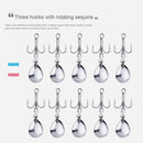 10pcs/Set Metal Barbed Fishing 3-Hooks with Rotating Sequin Fishing Accessories