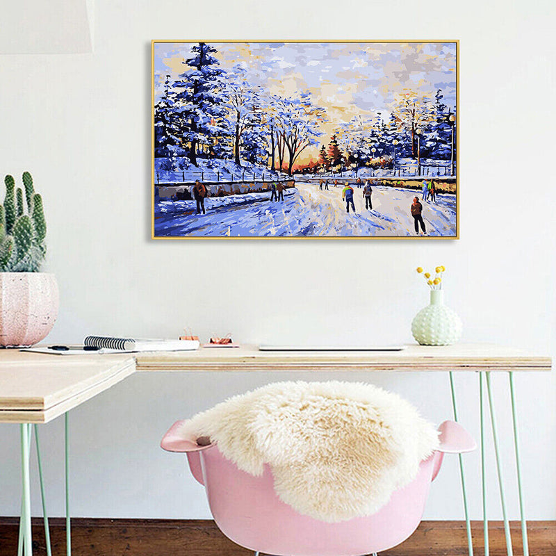 Ski Digital Canvas Handmade Acrylic Color Drawing Kit DIY Hand Painted Artwork