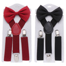 Clip-on Adjustable Kids Suspenders Cow Tie Belts Elastic Braces Printed Bow Tie