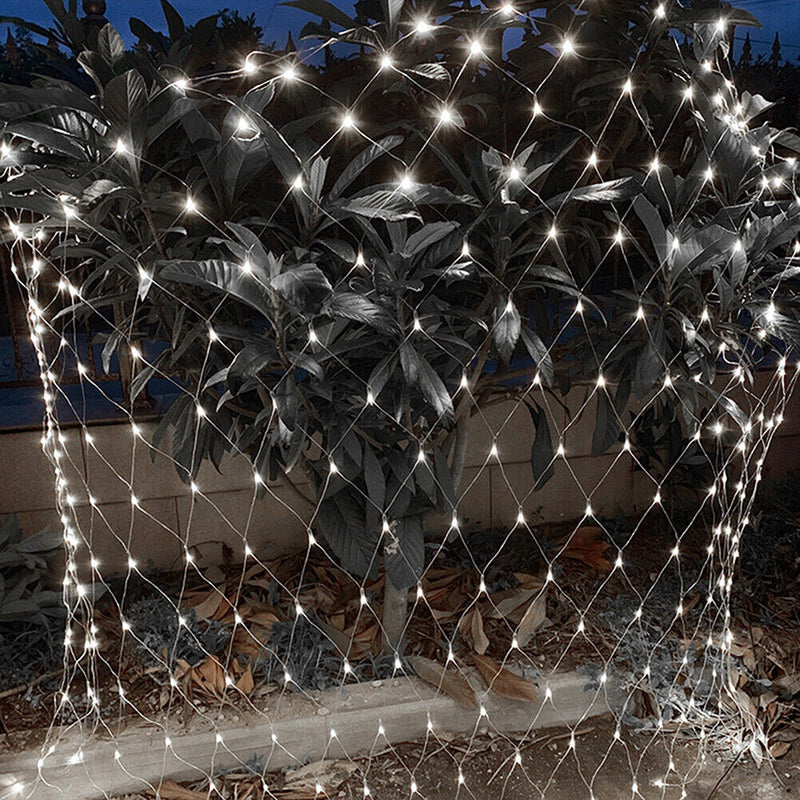 LED Net Curtain Fairy Lights Solar Wedding Party Garden Decor (Cold White) Newly