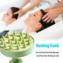 Silicone Scalp Head Body Massager Comb Round Hair Washing Brushes (Green) Newly
