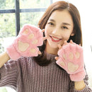 Cat Paw Gloves - Warm Furry Cat Gloves Cat Mittens Half Finger Bear Paw Glo
