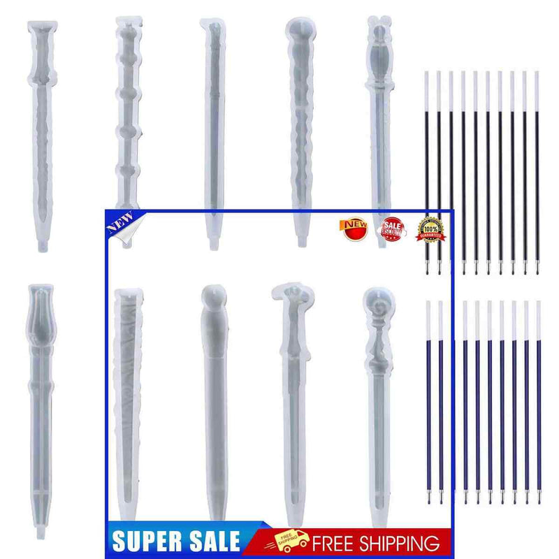 10pcs DIY Magic Crutches Mold Handmade Ballpoint Pen Drop Glue Mold Holiday