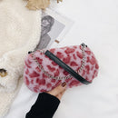 Retro Animal Chain Underarm Bags Purse Women Plush Top-handle Clutch (1)