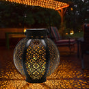 Solar Lanterns - Hollowed Flower Wrought Iron Decor Lanterns Light (Black) Newly
