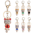 Lucky Smile Cat Crystal Rhinestone Purse Bag Car Keychains (Light Pink)