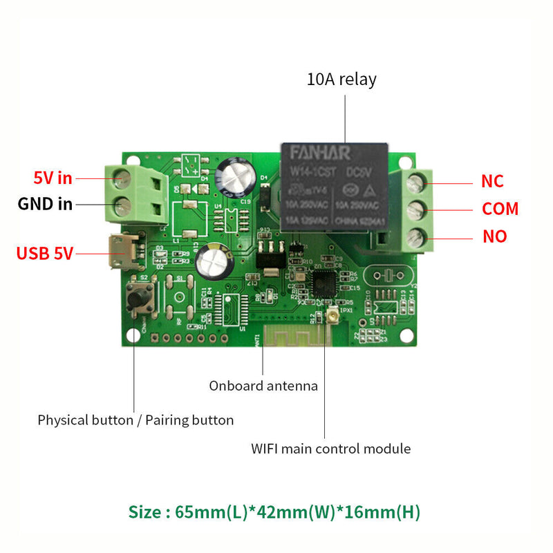SONOFF DC12V/5-32V Wireless WiFi Smart Switch Tapping/Self Locking Module