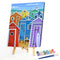 Frameless Oil Paint By Numbers Sea Colorful House DIY Canvas Picture Craft