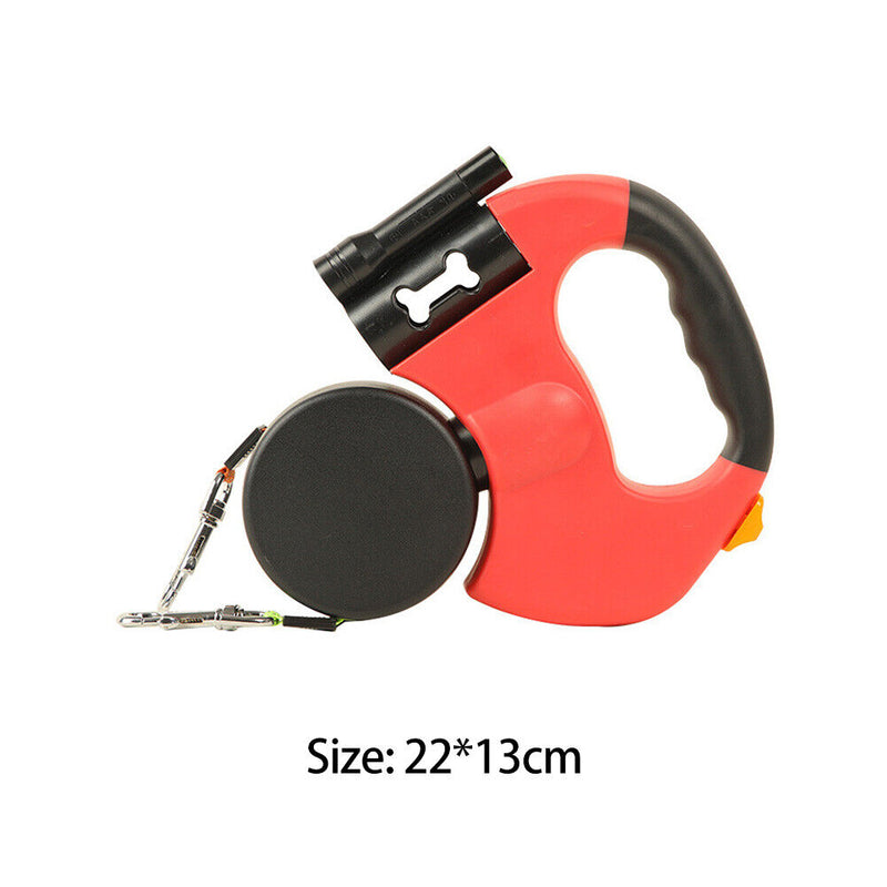 Dual Double Head Tractor Walk Dog Automatic Retractable Traction Rope with