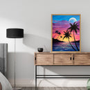 Frameless Oil Paint By Numbers DIY Beach Sunset Picture Craft Kit for Bedroom