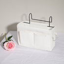 Bedside Caddying Storage Bag Hanging Organizer for Dorm Bed Rails (White) Newly
