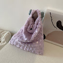 Women Warm Plush Heart Pattern Handbags Large Shoulder Bag (B Purple)