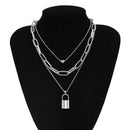 Women Lock Love Heart Pendant Necklace Multilayer Clavicle Chain Female Jewel