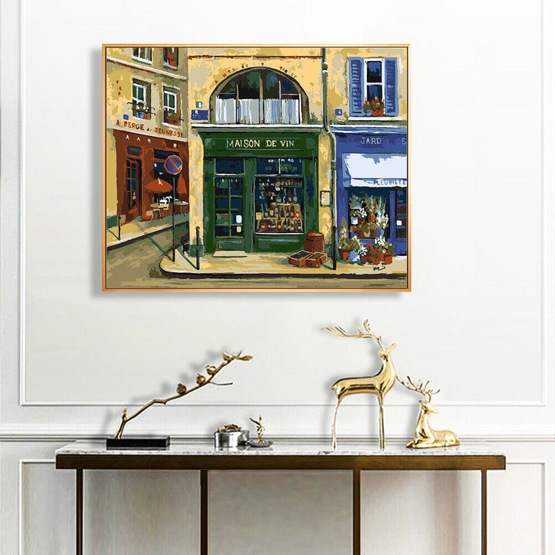 Street Corner Store Oil Paint By Numbers Kit DIY Acrylic Painting on Canvas
