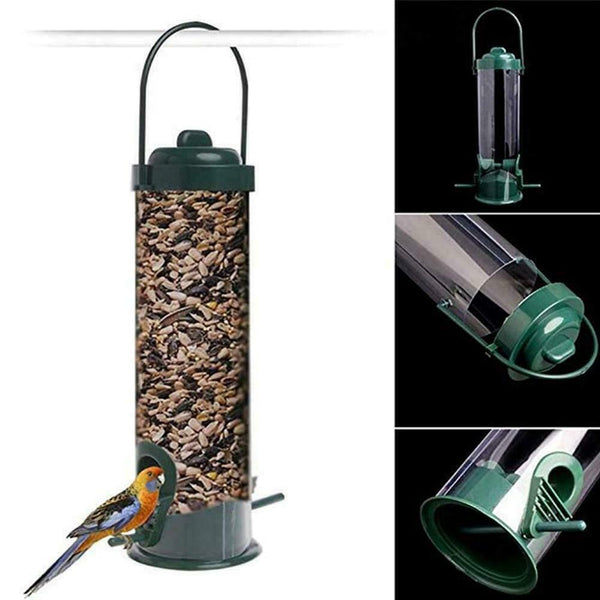Hanging Wild Bird Feeder Squirrel Proof Container Hanger Outdoor Plastic S2E3