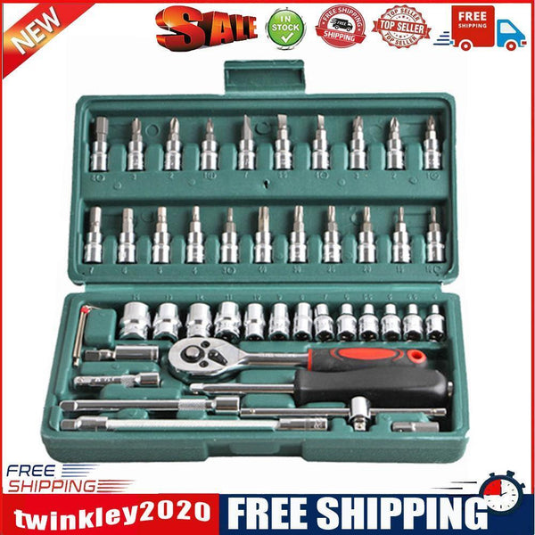 46pcs/set Carbon Steel Combination Set Wrench Socket Spanner Screwdriver